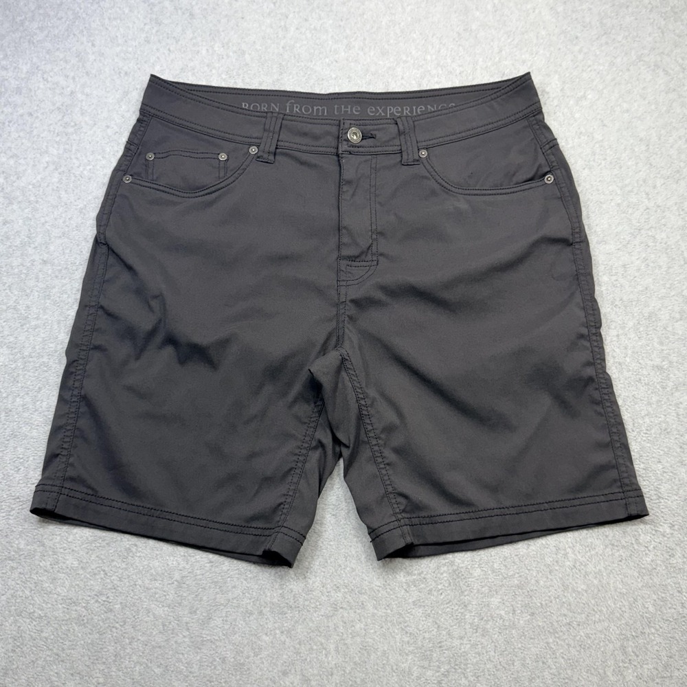 PrAna Brion Shorts Mens 34 Gray Nylon Stretch Hiking Outdoor Casual 9 Inch